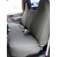 Durafit Seat Covers Made to fit F150 and Light Duty F250 Front Solid Bottom Solid Back Bench with Molded Headrests Seat Covers in Dark Gray Twill.Not a Ford Product