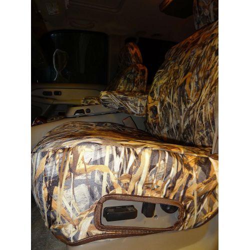  Durafit Seat Covers, C1070-SA-C Camo, 2000-2002 Chevy Suburban & Tahoe and GMC Yukon Front Captain Chairs with Side Impact Airbags and Electric Controls, Custom Seat Covers in Sava