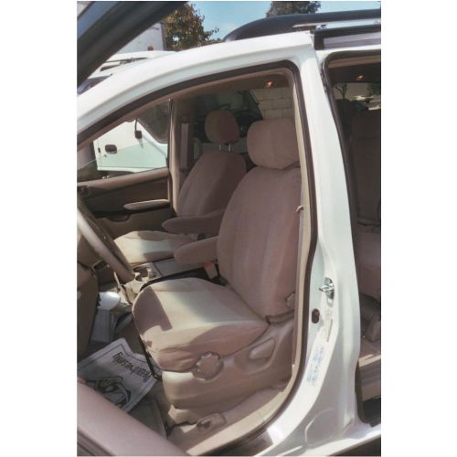 Durafit Seat Covers, Made to fit 2005-2008 Sienna LE, 8 Passenger Van, Complete 3 Row Car Seat Cover Set, Exact Fit, (with Side Impact Airbags) in Tan Velour Fabric