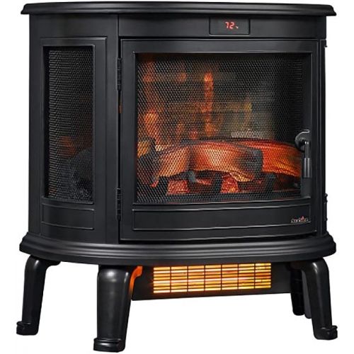  Duraflame 3D Black Curved Front, Infrared Electric Fireplace Stove with Remote Control Black Electric Portable Heater 1500W DFI-7117-01
