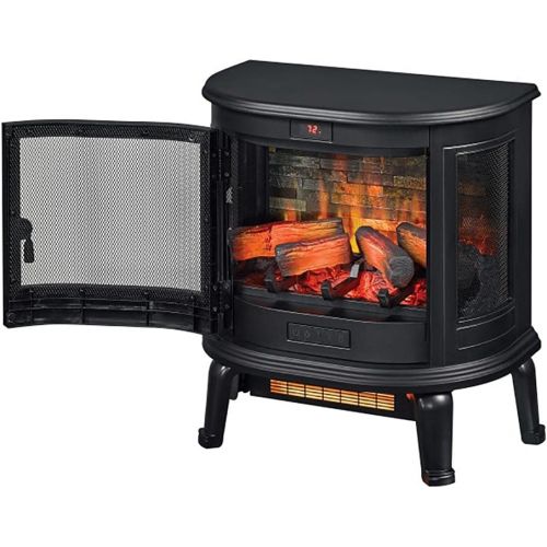  Duraflame 3D Black Curved Front, Infrared Electric Fireplace Stove with Remote Control Black Electric Portable Heater 1500W DFI-7117-01