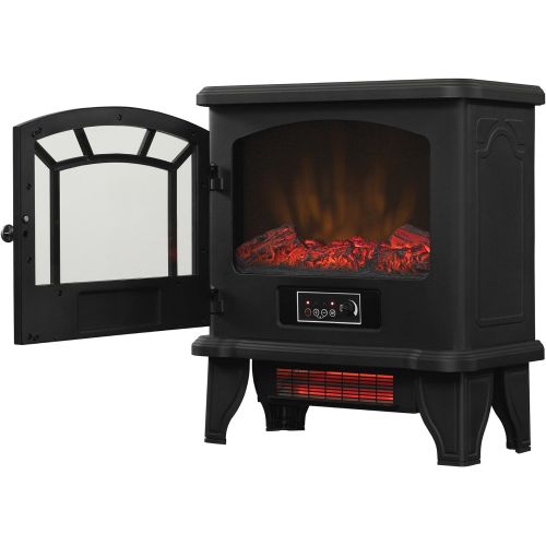  Duraflame DFI-550-22 Freestanding Infrared Quartz Fireplace Stove with Remote Control 1500W, Black