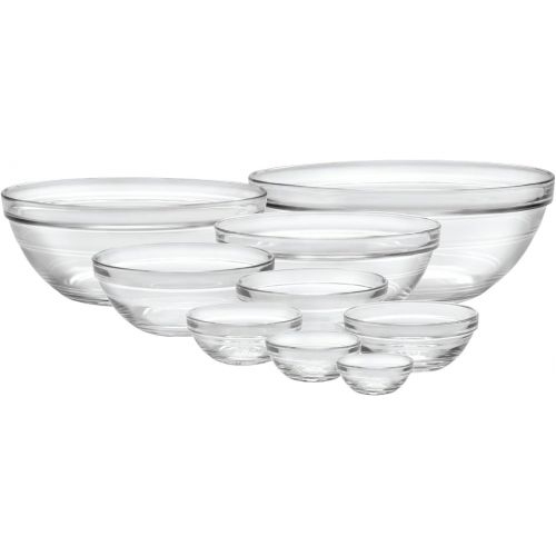  [아마존베스트]Duralex Made In France Lys Stackable 9-Piece Bowl Set,Clear