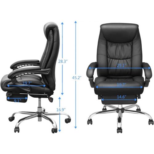  [아마존 핫딜] [아마존핫딜]Duramont Reclining Office Chair with Lumbar Support - High Back Executive Chair - Thick Seat Cushion - Ergonomic Adjustable Seat Height and Back Recline - Desk and Task Chair