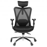 Duramont Ergonomic Adjustable Office Chair with Lumbar Support and Rollerblade Wheels - High Back with Breathable Mesh - Thick Seat Cushion - Adjustable Head & Arm Rests, Seat Heig