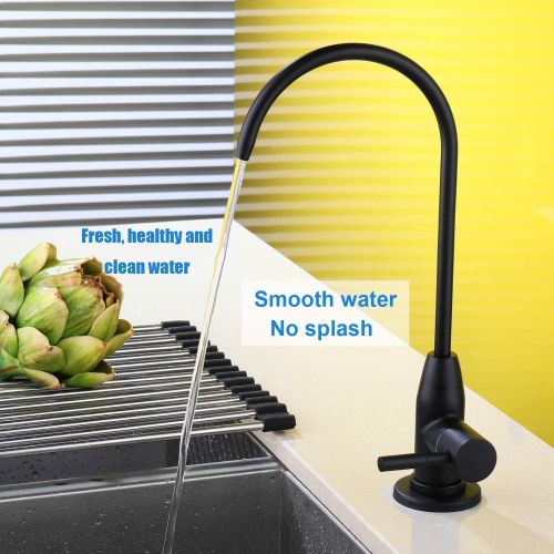  DuranRyan Drinking Water Faucet SUS304 Stainless Steel 100% Lead-Free Heavy Duty Faucet 90° Single Handle 360° Swing Spout Brass Ceramic Cartridge Matte Black