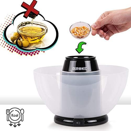  [아마존베스트]Duronic POP50 Popcorn Machine Hot Air Without Fat & Oil 1200 Watts Including Measuring Cup for 50 Grams of Corn Removable Bowl Oil Free Popcorn Low Calorie