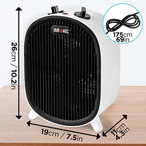  Duronic FH2KW1 Electric Fan Heater, 2 Heat Functions, 1200W/2000W, Portable Heater for Table or Floor, Additional Heating with Fan Function, Overheating Protection