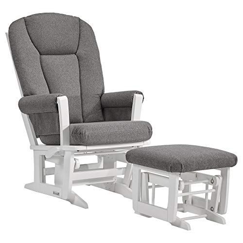  Dutailier Modern Glider with Multiposition, Recline and Ottoman Combo, WhiteDark Grey