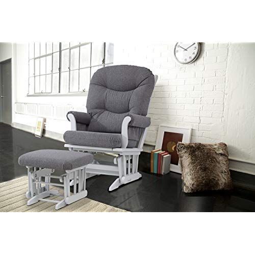  Dutailier Sleigh Glider and Ottoman Set, WhiteLight Grey