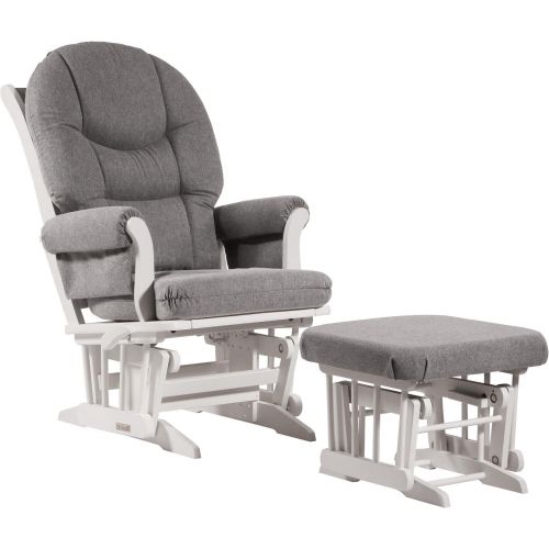  Dutailier Sleigh Glider-Multiposition, Recline and Ottoman Combo, WhiteDark Grey