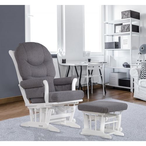  Dutailier Sleigh Glider-Multiposition, Recline and Ottoman Combo, WhiteDark Grey