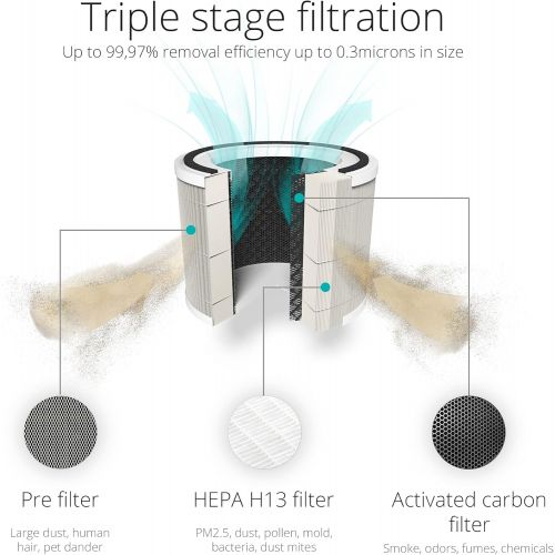  Duux Bright Air Purifier with Triple Protection from Pre Filtering, H13 & Activated Carbon Filter, Air Purifier HEPA for Rooms up to 27 m², Ideal Air Washer for Dust, Smoke & Pet O