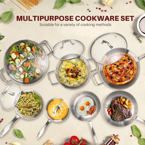  Duxtop Professional Stainless Steel Induction Cookware Set, 19PC Kitchen Pots and Pans Set, Heavy Bottom with Impact-bonded Technology