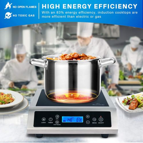  [아마존베스트]Duxtop Professional Portable Induction Cooktop, Commercial Range Countertop Burner, 1800 Watts Induction Burner with Sensor Touch and LCD Screen, P961LS/BT-C35-D