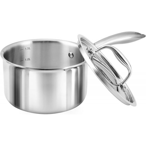 Duxtop Whole-Clad Tri-Ply Stainless Steel Saucepan with Lid, 1.6 Quart, Kitchen Induction Cookware
