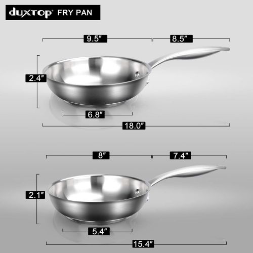  Duxtop Tri-ply Stainless Steel Frying Pan with Stay-Cool Handle, Professional 8 inch Fry Pan with Induction Magnetic Bottom, Healthy Small Skillet, Dishwasher and Oven Safe