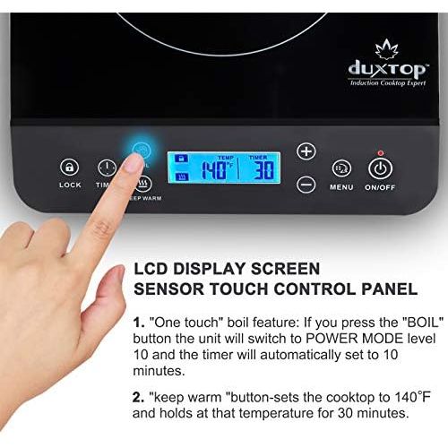  [아마존베스트]Duxtop Portable Induction Cooktop, Countertop Burner Induction Hot Plate with LCD Sensor Touch 1800 Watts, Black 9610LS BT-200DZ