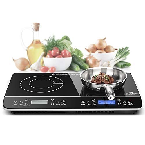  [아마존베스트]Duxtop LCD Portable Double Induction Cooktop 1800W Digital Electric Countertop Burner Sensor Touch Stove, 9620LS/BT-350DZ