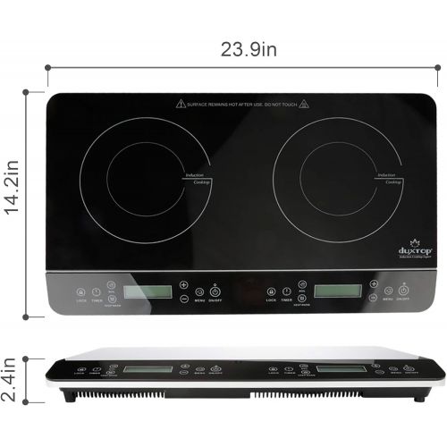  [아마존베스트]Duxtop LCD Portable Double Induction Cooktop 1800W Digital Electric Countertop Burner Sensor Touch Stove, 9620LS/BT-350DZ