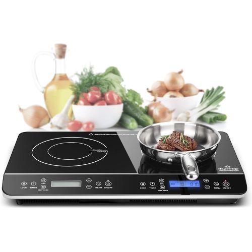  [아마존베스트]Duxtop LCD Portable Double Induction Cooktop 1800W Digital Electric Countertop Burner Sensor Touch Stove, 9620LS/BT-350DZ