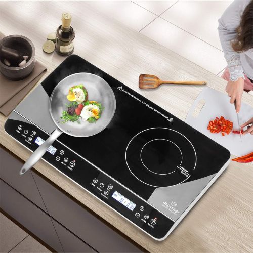  [아마존베스트]Duxtop LCD Portable Double Induction Cooktop 1800W Digital Electric Countertop Burner Sensor Touch Stove, 9620LS/BT-350DZ