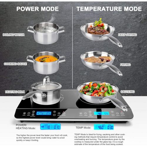  [아마존베스트]Duxtop LCD Portable Double Induction Cooktop 1800W Digital Electric Countertop Burner Sensor Touch Stove, 9620LS/BT-350DZ