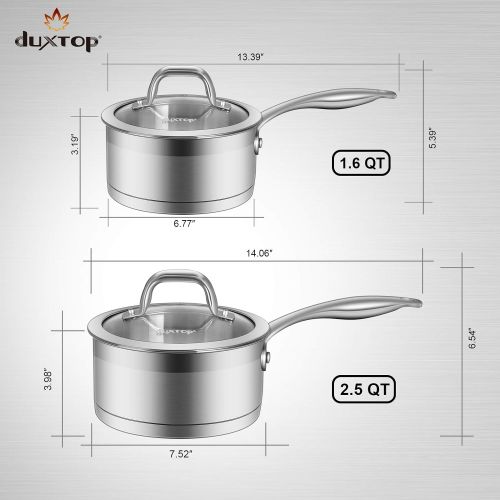  [아마존베스트]Duxtop Professional Stainless Steel Sauce Pan with Lid, Kitchen Cookware, Induction Pot with Impact-bonded Base Technology, 1.6 Quart