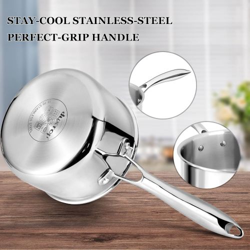  [아마존베스트]duxtop Whole-Clad Tri-Ply Stainless Steel Saucepan with Lid, 1.6 Quart, Kitchen Induction Cookware