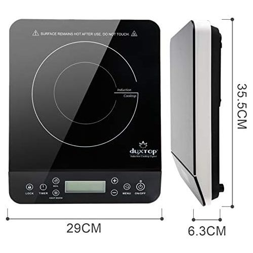  duxtop Induction Hob, Single Induction Hob with LCD Display, Sensor Touch Control, 10 Hour Timer and Safety Lock, 20 Power Levels, 20 Temperature Settings, 2,100 W