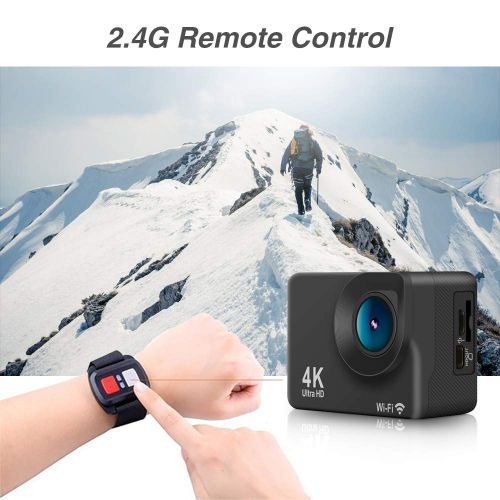  4k Action Camera Waterproof 30M Underwater Camera 2.0 inch Screen WiFi Sports Camera 16Mp DV Camcorder Ultra HD 1080P Bike Helmet Camera with 2.4 G Remote 2 Batteries DveeTech