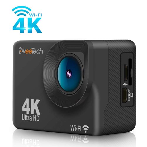  4k Action Camera Waterproof 30M Underwater Camera 2.0 inch Screen WiFi Sports Camera 16Mp DV Camcorder Ultra HD 1080P Bike Helmet Camera with 2.4 G Remote 2 Batteries DveeTech