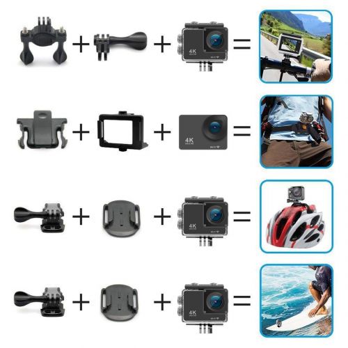  4k Action Camera Waterproof 30M Underwater Camera 2.0 inch Screen WiFi Sports Camera 16Mp DV Camcorder Ultra HD 1080P Bike Helmet Camera with 2.4 G Remote 2 Batteries DveeTech