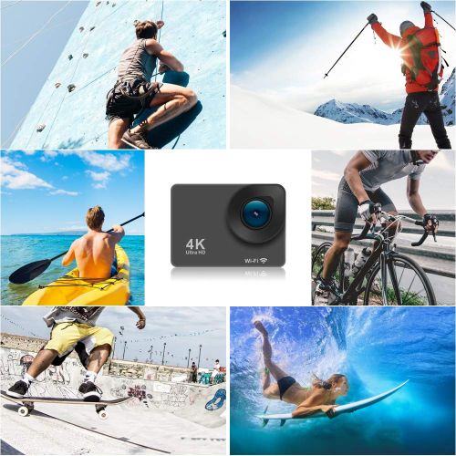  4k Action Camera Waterproof 30M Underwater Camera 2.0 inch Screen WiFi Sports Camera 16Mp DV Camcorder Ultra HD 1080P Bike Helmet Camera with 2.4 G Remote 2 Batteries DveeTech