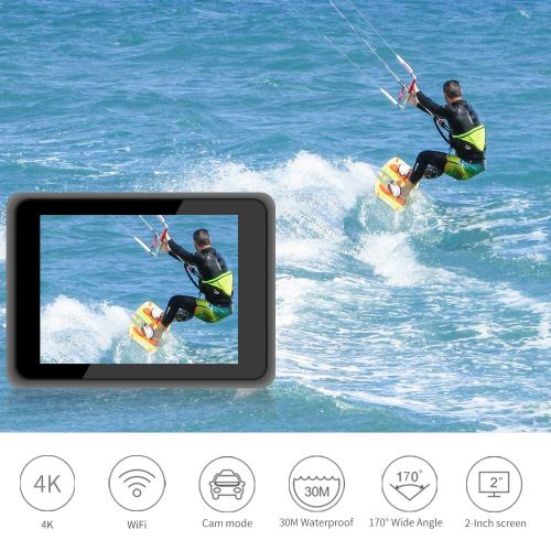  4k Action Camera Waterproof 30M Underwater Camera 2.0 inch Screen WiFi Sports Camera 16Mp DV Camcorder Ultra HD 1080P Bike Helmet Camera with 2.4 G Remote 2 Batteries DveeTech