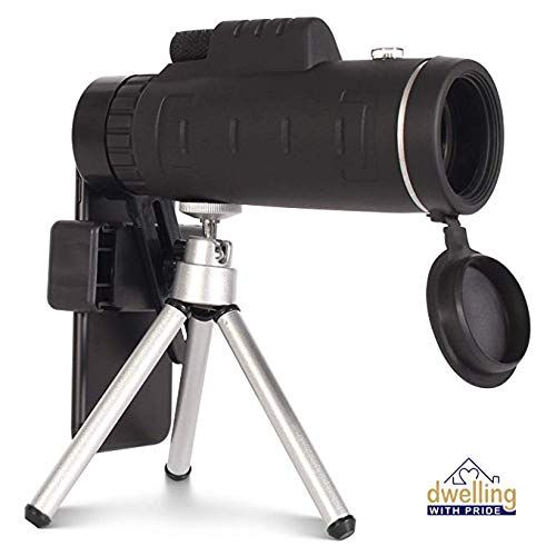  Dwelling With Pride DWP Monocular Telescope - with Free 3in1 Smartphone Lens, 12x50 Monocular Scope for Smartphone, Tripod, Phone Clip, Microfiber Cloth, Carrying case, Compact Magnifying Lenses Monos