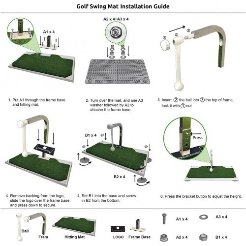  Dwelling With Pride Golf Practice Equipment - Golf Training with Irons & Clubs in Your Home Or Office - Golf Trainer with 5 Height for Golf Swing - Portable & Durable Golf Training Aids Swing