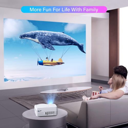  Dxyiitoo Full HD Bluetooth Projector Built in DVD Player, 7500LM 1080P Supported, Portable Mini DVD Projector for Outdoor Movies, 250 Home Theater, Compatible with iOS/Android/TV Stick/PS4/