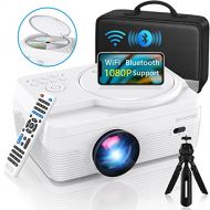 Dxyiitoo Full HD WiFi Bluetooth Projector Built in DVD Player, 8000LM 1080P Supported, Portable Mini DVD Projector for Outdoor Movies, 250 Home Theater, Compatible with iOS/Android/TV Stick