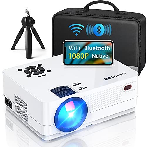  Dxyiitoo Native 1080P Projector with WiFi and Two-Way Bluetooth, Full HD Movie Projector for Outdoor Movies, 300 Display Projector 4k Home Theater, Compatible with iOS/Android/PC/XBox/PS4/T