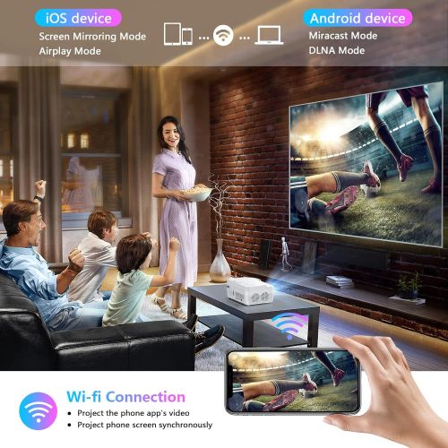  Dxyiitoo Full HD WiFi Bluetooth Projector Built in DVD Player, 8000LM 1080P Supported, Portable Mini DVD Projector for Outdoor Movies, 250 Home Theater, Compatible with iOS/Android/TV Stick