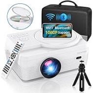 Dxyiitoo Full HD WiFi Bluetooth Projector Built in DVD Player, 8000LM 1080P Supported, Portable Mini DVD Projector for Outdoor Movies, 250 Home Theater, Compatible with iOS/Android/TV Stick