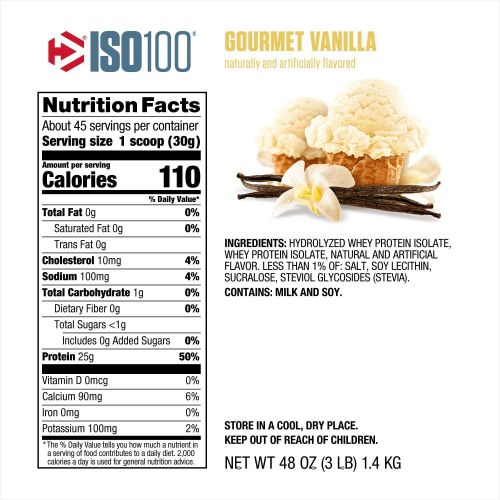  Dymatize ISO 100 Whey Protein Powder Isolate, Birthday Cake, 5 lbs