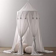 [아마존베스트]Dyna-Living Bed Canopy, Chiffon Reading Nook Tent Dome Triangle Tassel Net with Assembly Tools Bedroom...