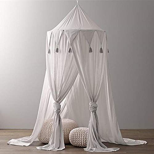  [아마존베스트]Dyna-Living Bed Canopy, Chiffon Reading Nook Tent Dome Triangle Tassel Net with Assembly Tools Bedroom...