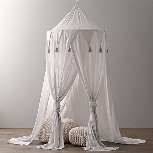  [아마존베스트]Dyna-Living Bed Canopy, Chiffon Reading Nook Tent Dome Triangle Tassel Net with Assembly Tools Bedroom...