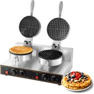 Dyna-Living Waffle Maker Electric Waffle Iron Cone Machine 110V Stainless Steel Non-stick Double Head Waffle Furnace Suitable for Bakery, Restaurant, Snack Bar or Household