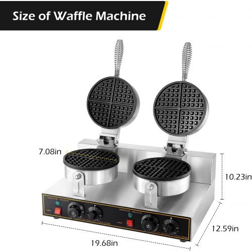  Dyna-Living Waffle Maker Electric Waffle Iron Cone Machine 110V Stainless Steel Non-stick Double Head Waffle Furnace Suitable for Bakery, Restaurant, Snack Bar or Household