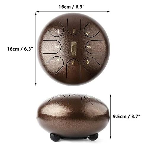  [아마존베스트]Dyna-Living Handpan, 6 Inch 8-Tone G Key Steel Tongue Drum Hand E Drum with Beater Carry Case Finger Guard for Children Musical Education