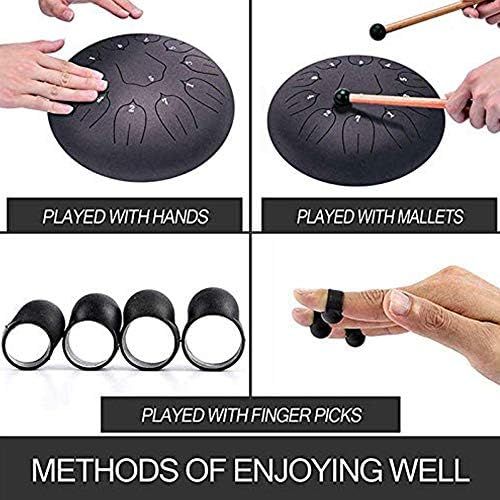  [아마존베스트]Dyna-Living Handpan, 6 Inch 8-Tone G Key Steel Tongue Drum Hand E Drum with Beater Carry Case Finger Guard for Children Musical Education